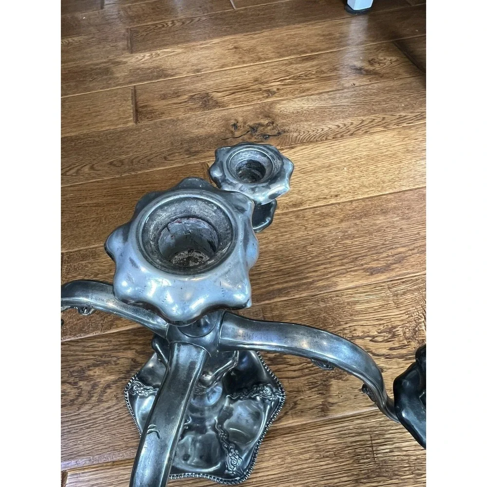 Antique E.G. Webster quadruple Silver Plate 5-Arm‎ Candelabra 11